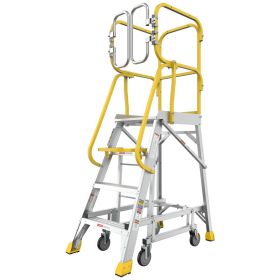 4 Step 375lbs Aluminum Rolling Platform Ladder