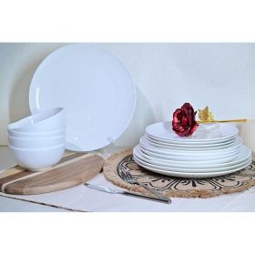Jasmine Bone China Dinnerware Set, 16 Pieces, Service For 4, White Plates, Dishes, Bowls Set, Microwave And Dishwasher Safe