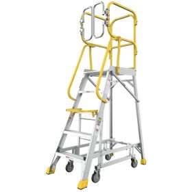 5 Step 375lbs Aluminum Rolling Platform Ladder