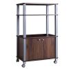 Modern 3-Shelf Kitchen Bakerâ€™s Rack Cart on Wheels in Brown Wood Finish