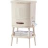 8 Gallon Elevated Trash Kitchen Can with Lid and Storage Shelf in Cream