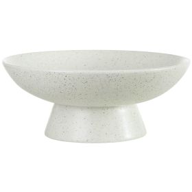 12" Round Speckled White Ceramic Bowl