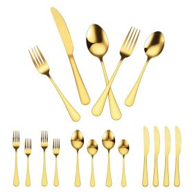 VEVOR 60-Piece Gold Silverware Set, Food-Grade Stainless Steel Flatware Utensils for 12, Mirror Finished Cutlery Set