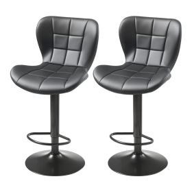 VEVOR Bar Stool Set of 2, Modern PU Leather Counter Height Stools, Swivel Kitchen Barstool with Back and Footrest, Height Adjustable Armless Bar