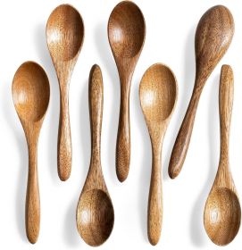 7 PCS Small Wooden Spoons, 5.8 Inch Honey Spoons for Tea, Acacia Wooden Honey Teaspoon for Coffee, Little Tiny Wood Spoons