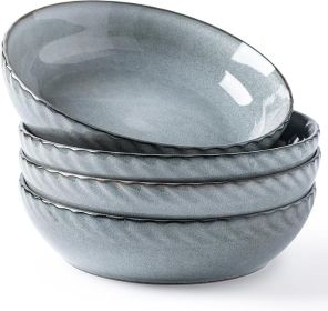 8.5'' Large Pasta Bowls, 38 Ounce Stoneware Salad Bowls for Kitchen, Ceramic Serving Bowls With Textured Pattern for Pasta,Fruit, Stews,Noodle