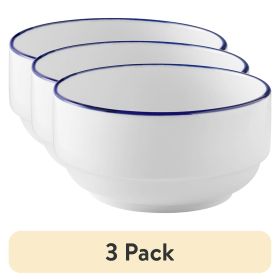 (3 pack) Blue Rim Stoneware Bowl