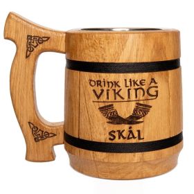 Beer Mug 20 OZ Skal Viking mug Tankard Mug Beer stein Wooden beer mug Handmade Gifts for Men Fathers Day Christmas Birthday Gifts Norse & Celtic