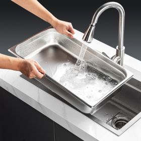 4 Pack Hotel Pans, Full Size Anti-Jam Steam Pan With Lid, 0.8mm Thick Stainless Steel Steam Table Pan, 4-Inch Deep Commercial Table Pan, Catering Sto