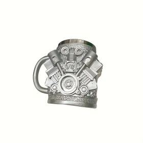 V6/V8 Engine Design Mug - Heavy-Duty Metal Construction, Double-Wall Insulated Cup With Non-Slip Grip - Vintage Automotive Beer Cup, Coffee Mug Gift
