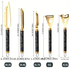 Professional Multifunctional Stainless Steel Peeler Set - Anti-rust Kitchen Tool For Fruits, Vegetables, Fish Scales And Corn With Ergonomic Non-slip (Option: 5pcset)