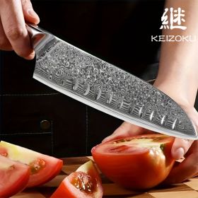 Damascus Steel Chef Knife 8 Inch, Santoku Knife, Boning Knife, Japanese Professional 10Cr15MOV Blade With Hand Forged Hammer Pattern, Ultra Sharp Kit (Option: Santoku Knife)