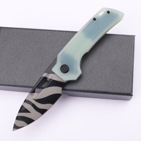 Handle Folding Utility Knife, Tiger Stripe PocketKnife, Boxed Folding Pocket Knife For Everyday Carry, UtilityKnife With Pocket Clip (Option: blue)