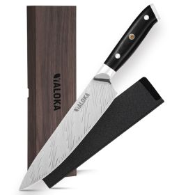 8 Inch Chef Knife Japanese Chef's Knife 7Cr17MoV High Carbon Steel Japanese Knife Full Tang G10 Handle Black Titanium Coated Blade Professional Cooki (Option: Silver Waves Blade)