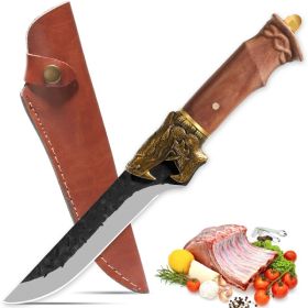 Qulajoy Boning Knife - Hand Forged Camping Knife 7Cr17MOV Blade - Dragon Head Handle And Leather Sheath - Unique Dragon Style - Viking Knife For Hunt (Option: Boning Knife)