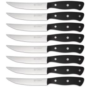 8-Piece 4.5-Inch Steak Knife Set, Carbon Steel Double Bevel, With Eco-Friendly POM Handles And Gift Box (Option: Primary color)