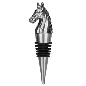 Luxury Horse Head Wine Bottle Stopper Animal-shaped Wine Stopper For Preserving Red Wine, A Kitchen Storage Gift, A Birthday Gift For Universal Wine (Option: Dark Silver HJS0406)