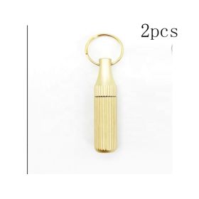 2PCS Stainless Steel Mini Pocket Knife - Leaf-Shaped Portable Capsule Knife With Keychain, Handcrafted Wooden Handle For Outdoor Camping, Fishing & D (Option: Gold)