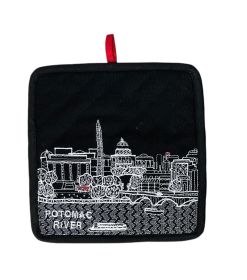 Embroidered Washington DC Skyline Pot Holder (Color: Black)