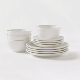 12pc Stoneware Avesta Dinnerware Set (Color: White)