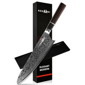 Kegani 8 Inch Japanese Kiritsuke Chef Knife, Japanese 67 Layers VG-10 Damascus Knife, Ebony FullTang Handle Natural Texture Japanese Knife Sushi Knif (Option: Chef knife)