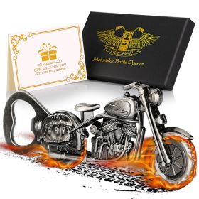 Old Style Motorcycle Beer Bottle Opener Black Gift Box With Greeting Card, Exclusive Gift For Motorcycle Enthusiasts, Bar Tool For Beer Enthusiasts, (Option: Dark Silver)